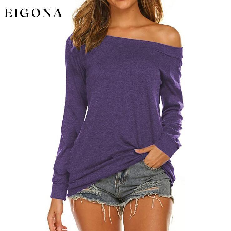 Women's Long Sleeve Off Shoulder Top Purple __stock:500 clothes refund_fee:800 tops