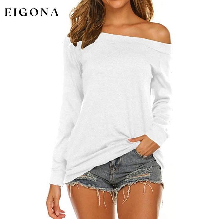 Women's Long Sleeve Off Shoulder Top White __stock:500 clothes refund_fee:800 tops