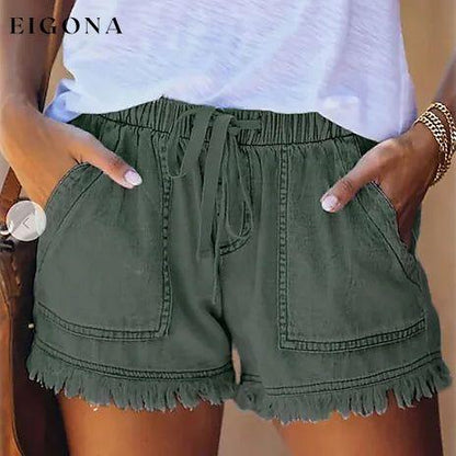 Women's Loose Denim Shorts Green __stock:200 bottoms refund_fee:1200