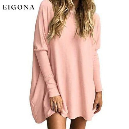 Women's Plain Oversized Loose Fitting Tunic Top Pink __stock:200 clothes refund_fee:800 tops
