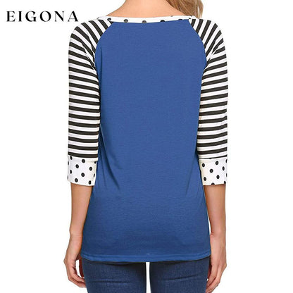 Women's Polka Dots Striped 3/4 Sleeve Top __stock:200 clothes Low stock refund_fee:800 tops