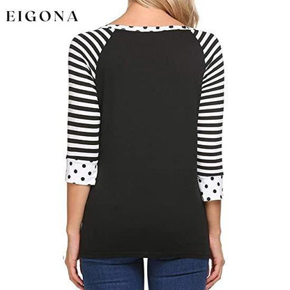 Women's Polka Dots Striped 3/4 Sleeve Top __stock:200 clothes Low stock refund_fee:800 tops