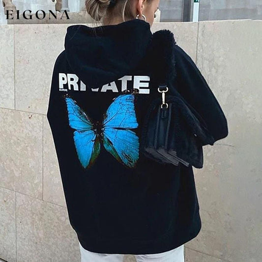 Women's Pullover Butterfly Text Lip Print Hoodies 2XL __stock:50 clothes refund_fee:1200 tops