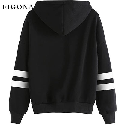 Women's Pullover Fleece Drop Shoulder Striped Hoodie __stock:100 clothes refund_fee:1200 tops