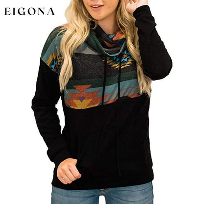 Women's Quarter Zip Color Block Pullover Sweatshirt Black __stock:100 clothes refund_fee:1200 tops