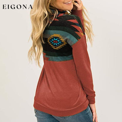 Women's Quarter Zip Color Block Pullover Sweatshirt __stock:100 clothes refund_fee:1200 tops
