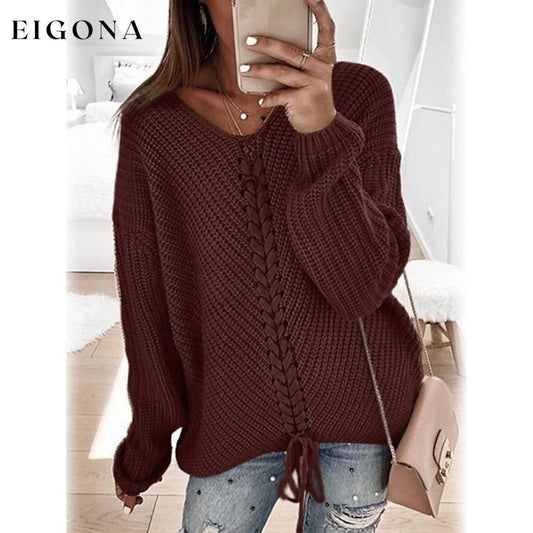 Women's Ribbed Knit Long Sleeve Lightweight Tunic Top Wine Red __stock:200 clothes refund_fee:1200 tops