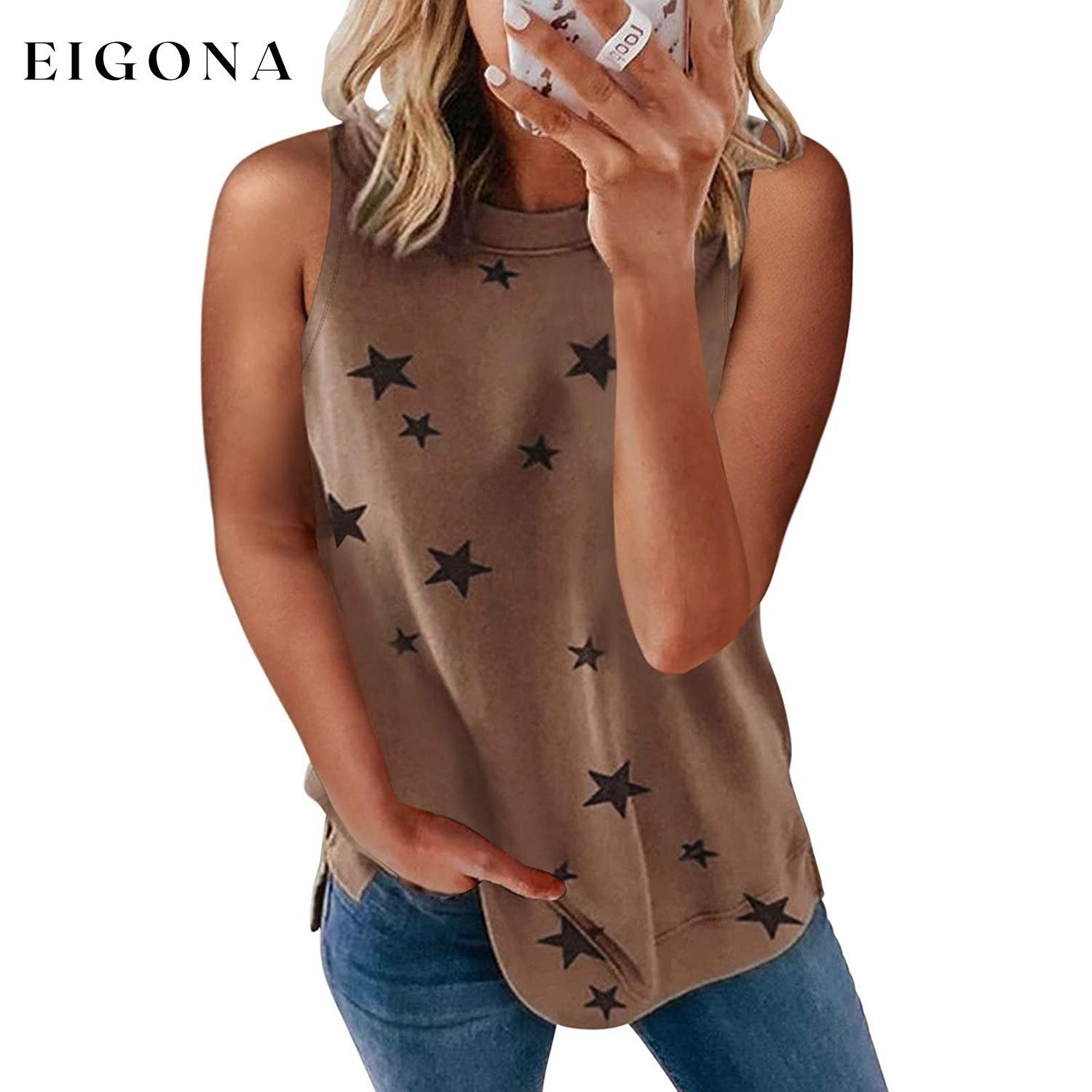 Women's Scoop Neck Tank Tops Brown __stock:200 clothes Low stock refund_fee:800 tops