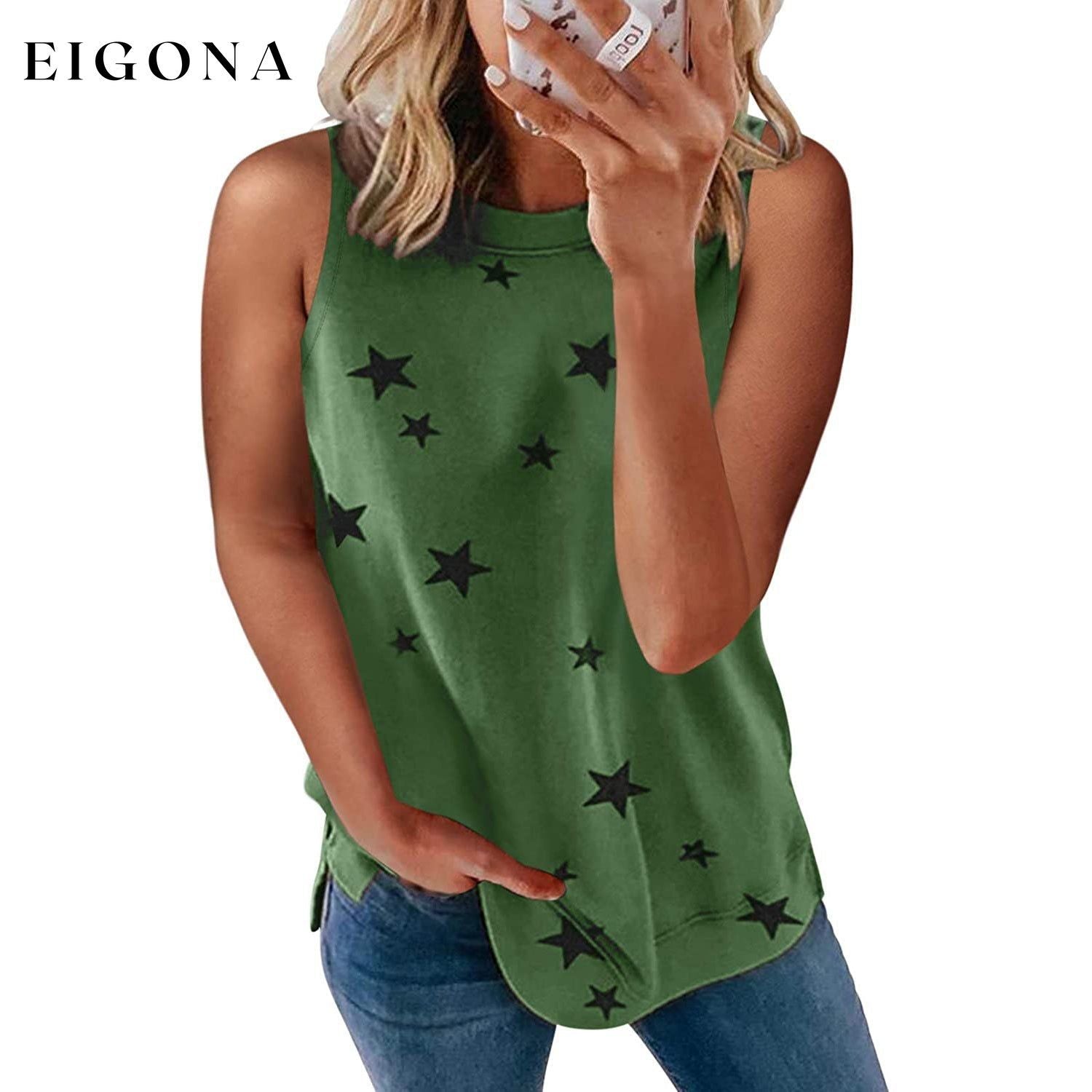 Women's Scoop Neck Tank Tops Green __stock:200 clothes Low stock refund_fee:800 tops