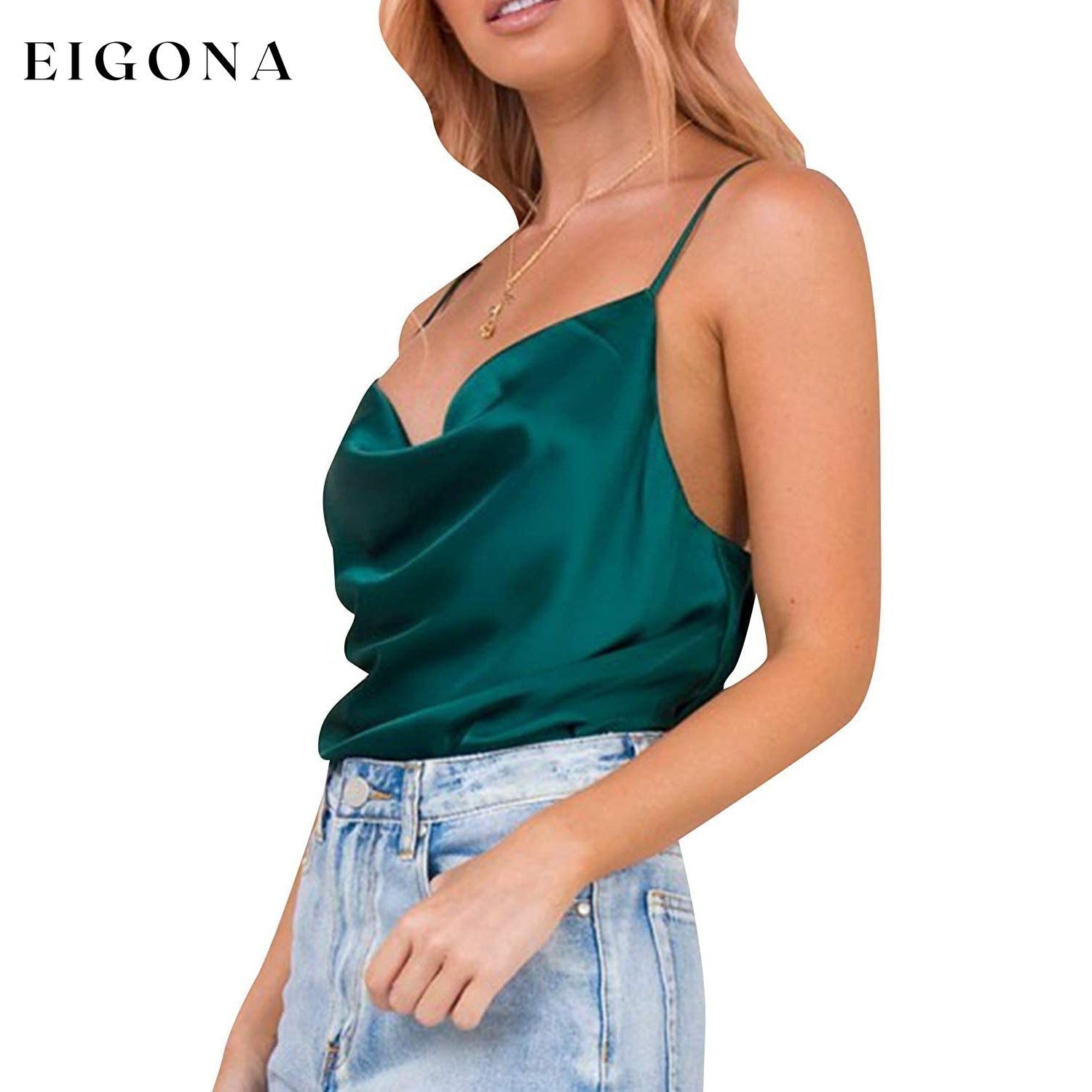 Women's Spaghetti Strap V-Neck Satin Suspender __stock:200 clothes refund_fee:800 tops