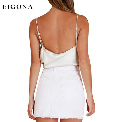 Women's Spaghetti Strap V-Neck Satin Suspender __stock:200 clothes refund_fee:800 tops