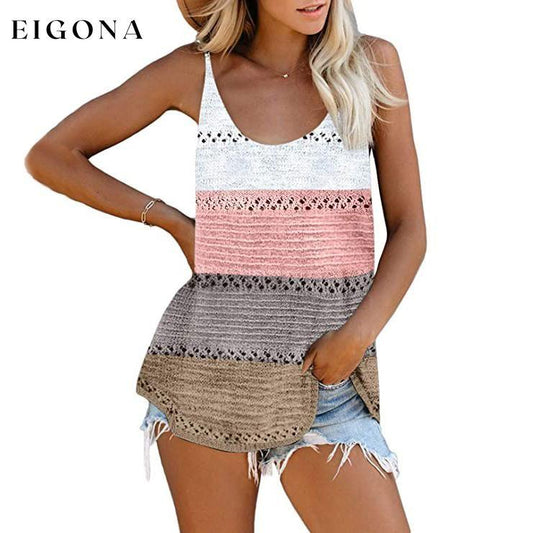 Women's Summer Scoop Neck Knit Cami Tank Blouse Gray __stock:500 clothes refund_fee:1200 tops