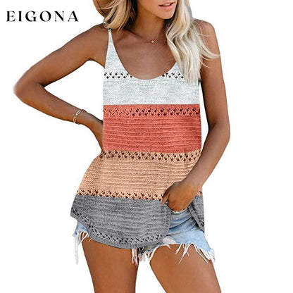 Women's Summer Scoop Neck Knit Cami Tank Blouse Multicolor __stock:500 clothes refund_fee:1200 tops