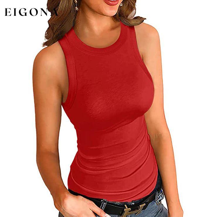 Women's Tank Sleeveless Cami Racerback Top Red __stock:200 clothes refund_fee:1200 tops