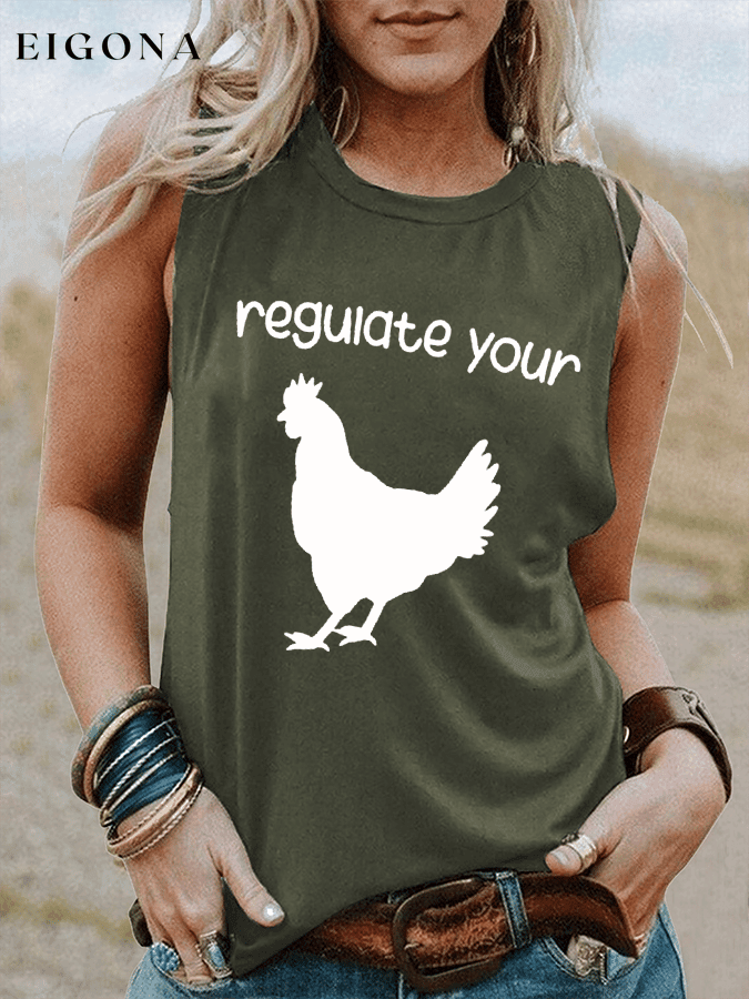 Women's Regulate Your C*ck Print Crew Neck Sleeveless T-Shirt roe