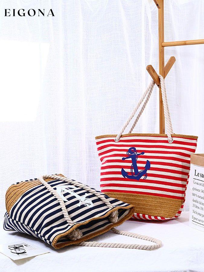 Striped Anchor Print Panel Shoulder Bag accessories bag