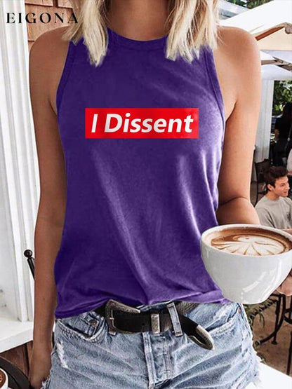 Casual Crew Neck Letter Print Sleeveless Tank Top