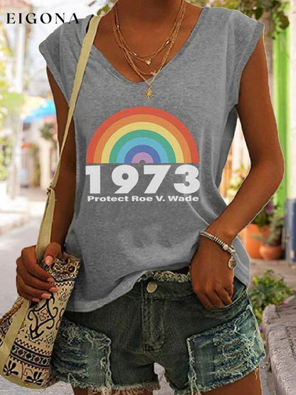 Rainbow Funny WordPrint Casual Tank Top roe