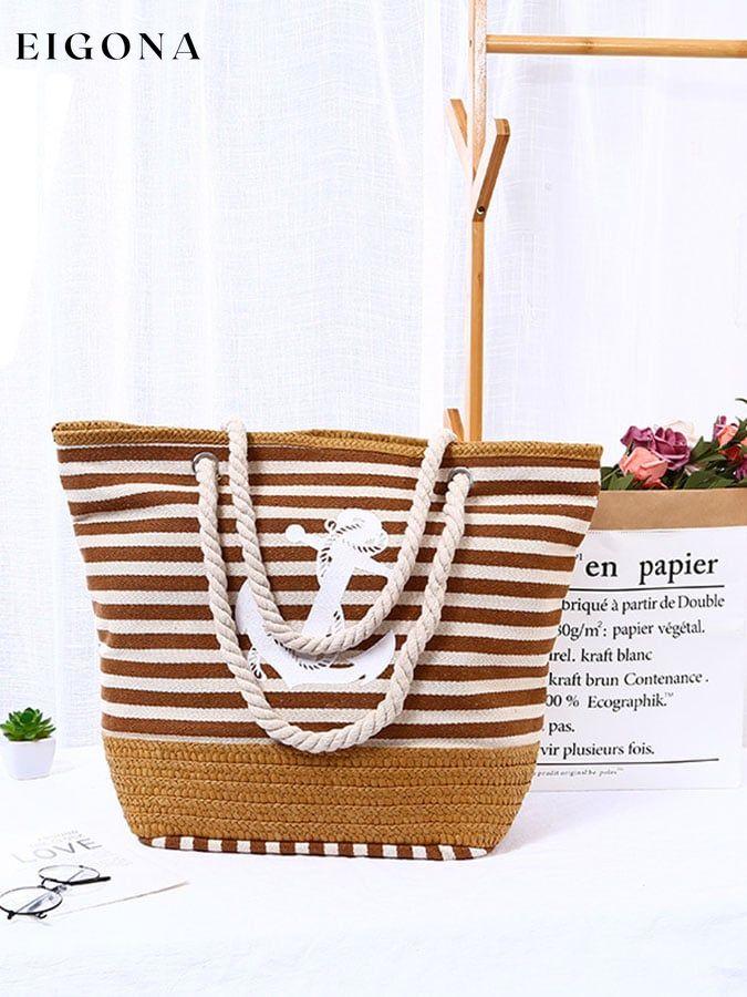 Striped Anchor Print Panel Shoulder Bag accessories bag