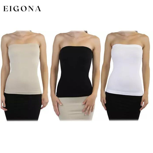 3-Pack: Sleek and Slimming Women's Tube Tops Black/White/Beige __stock:150 lingerie refund_fee:800
