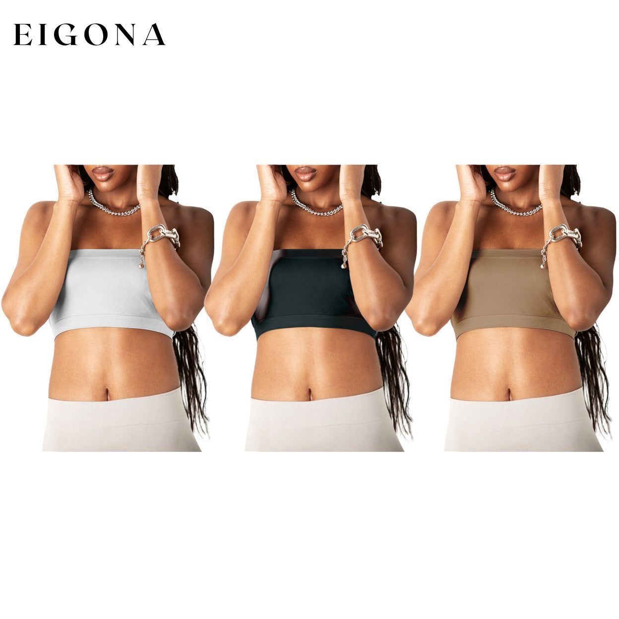 3-Pack: Women's Seamless Strapless Bandeau Crop Tube Top Bra Bralettes __stock:1000 lingerie refund_fee:800