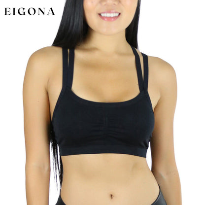 3-Pack: Women's Wire-Free Seamless Sports Bra with Cross-Back __stock:100 lingerie Low stock refund_fee:1200