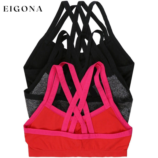 3-Pack: Women's Wire-Free Seamless Sports Bra with Cross-Back __stock:100 lingerie Low stock refund_fee:1200