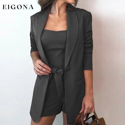 3-Piece Set: Women Fashion Blazer Set Black __stock:200 clothes refund_fee:1200 tops