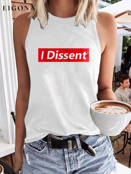 Casual Crew Neck Letter Print Sleeveless Tank Top