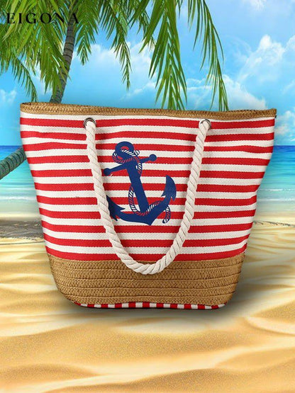 Striped Anchor Print Panel Shoulder Bag accessories bag