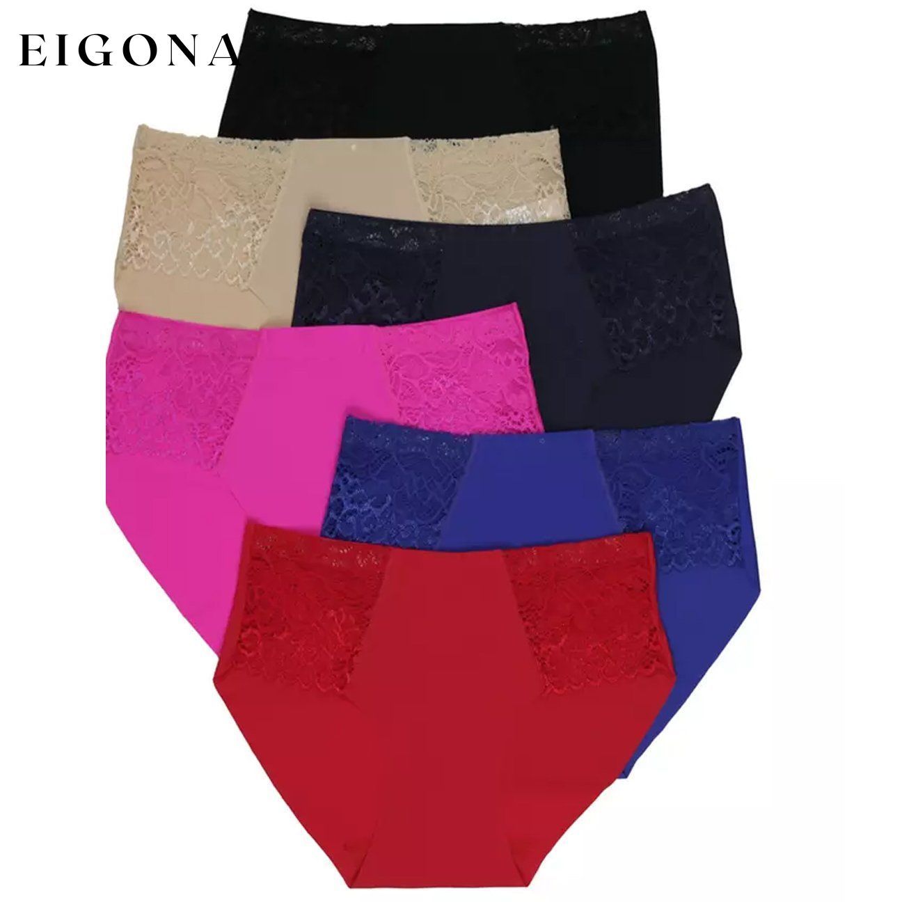 6-Pack: Silky Smooth No Panty Line Assorted Underwear Lace Side Accents lingerie refund_fee:800