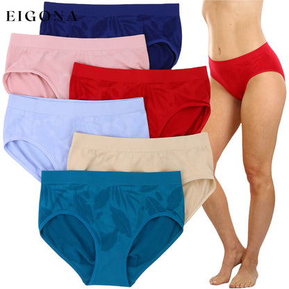 6-Pack: ToBeInStyle Women's Comfortable Bikini Brief Panties Assorted Front Leaf Pattern __stock:100 lingerie refund_fee:1200