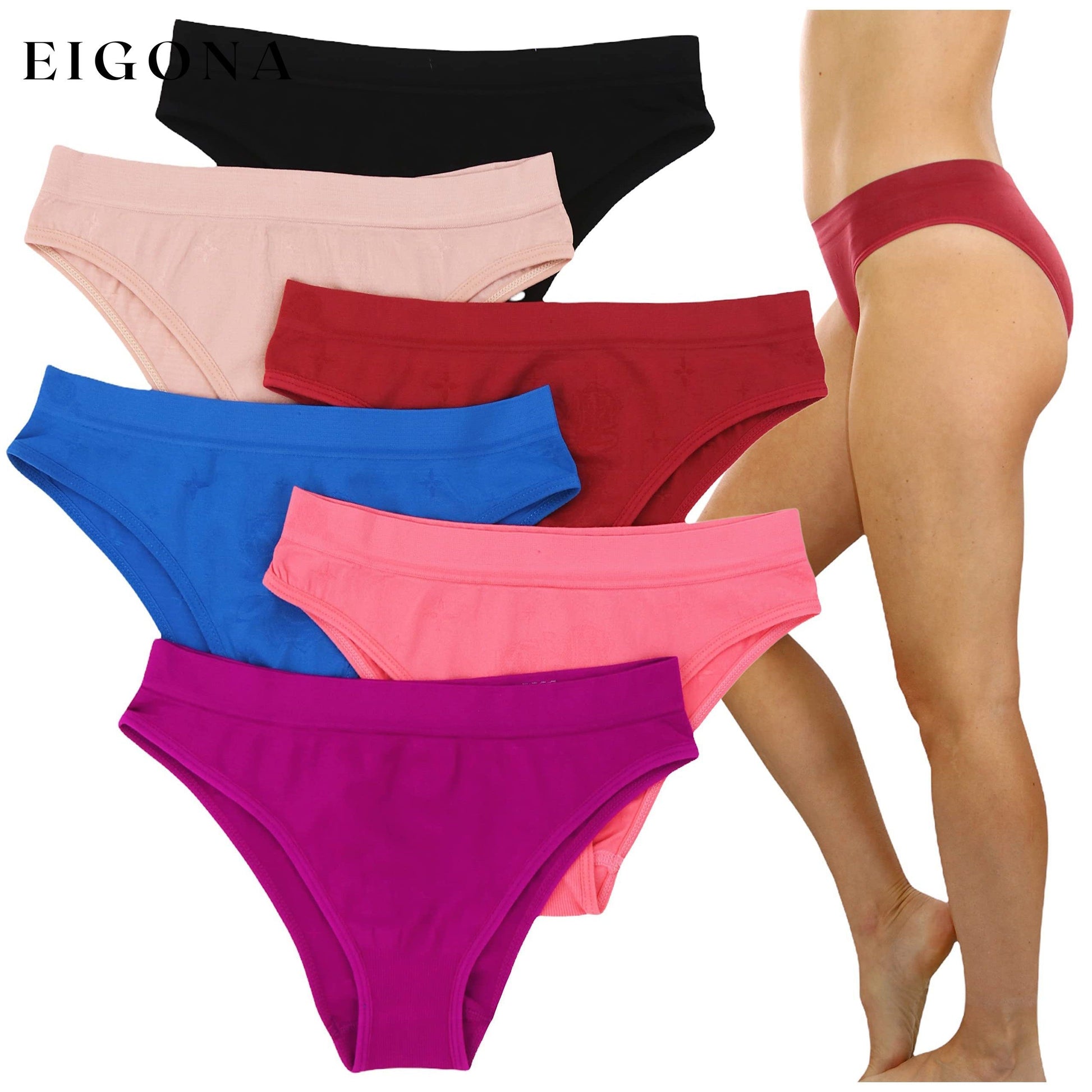 6-Pack: ToBeInStyle Women's Comfortable Bikini Brief Panties High Cut Solid Cheekies __stock:100 lingerie refund_fee:1200