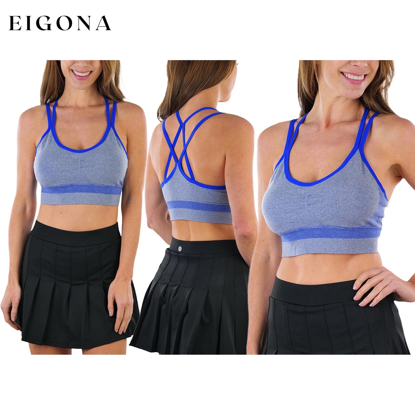 6-Pack: Women's Contrast Straps and Trim w/Strappy Back Wire Free Padded Sport Bralettes __stock:100 lingerie refund_fee:1200