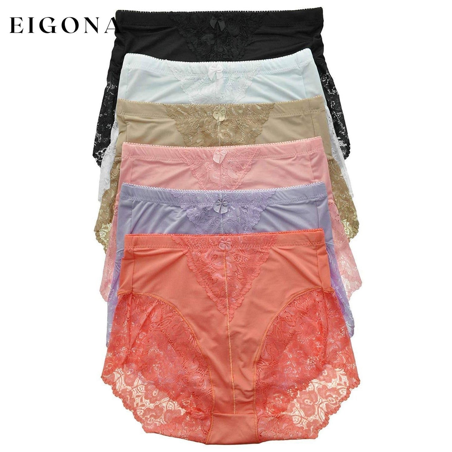6-Pack: Women's High Rise Lace Leg Briefs Pastel __stock:100 lingerie refund_fee:1200