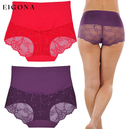 6-Pack: Women's High Waisted Seamless Laser Cut Half Lace Cut Off Back Panties __stock:100 lingerie refund_fee:1200