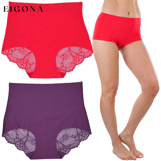 6-Pack: Women's High Waisted Seamless Laser Cut Half Lace Cut Off Back Panties __stock:100 lingerie refund_fee:1200