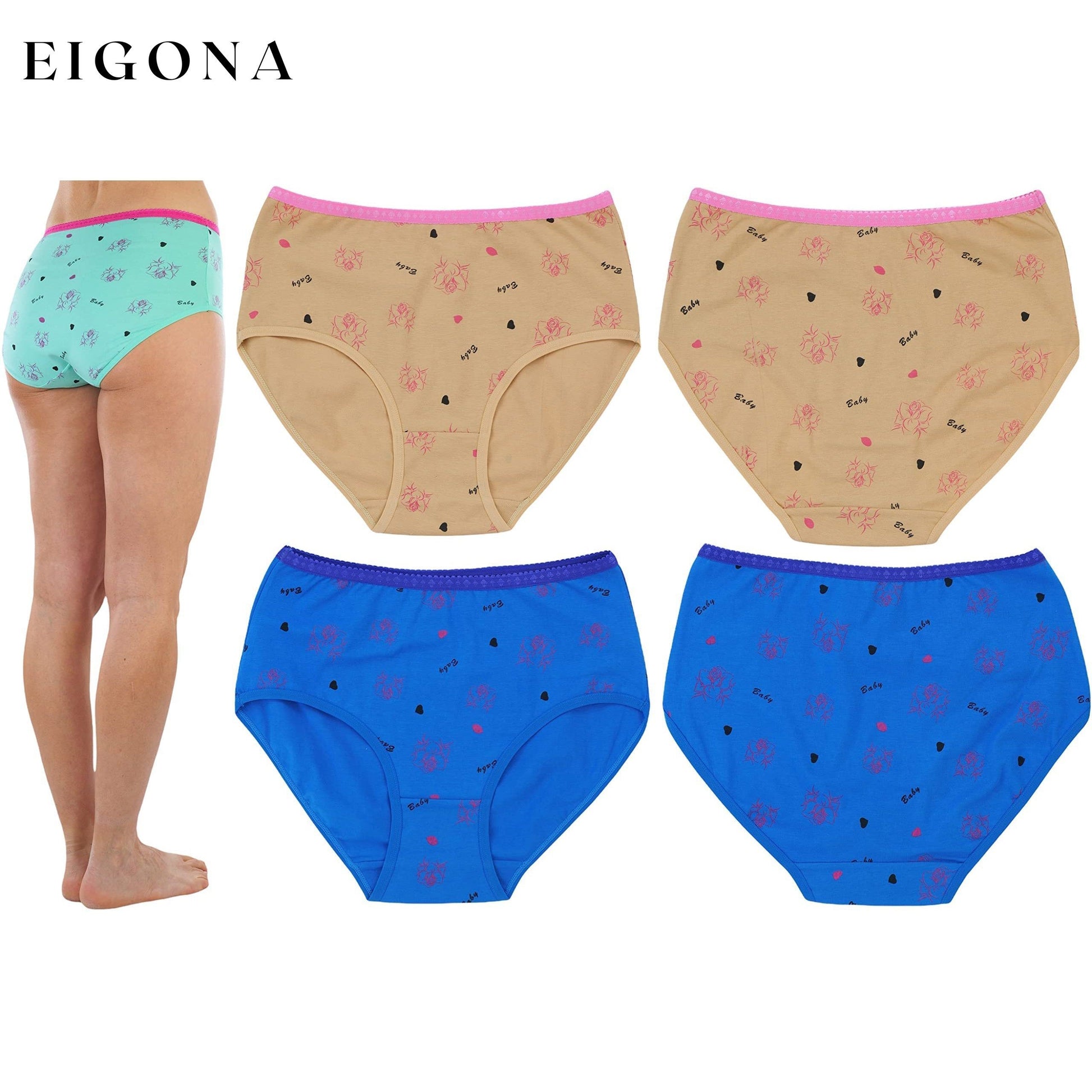 6-Pack: Women's High Waisted Vibrant Assortment with Rose and Baby Design Gridle Panties __stock:100 lingerie refund_fee:1200