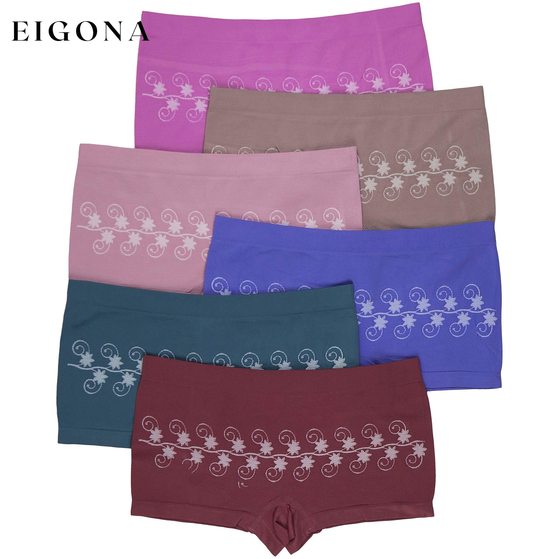 6-Pack: Women's Stretch Microfiber Cheeky Boyshort Panties Curly Floral Pattern __stock:100 lingerie refund_fee:1200