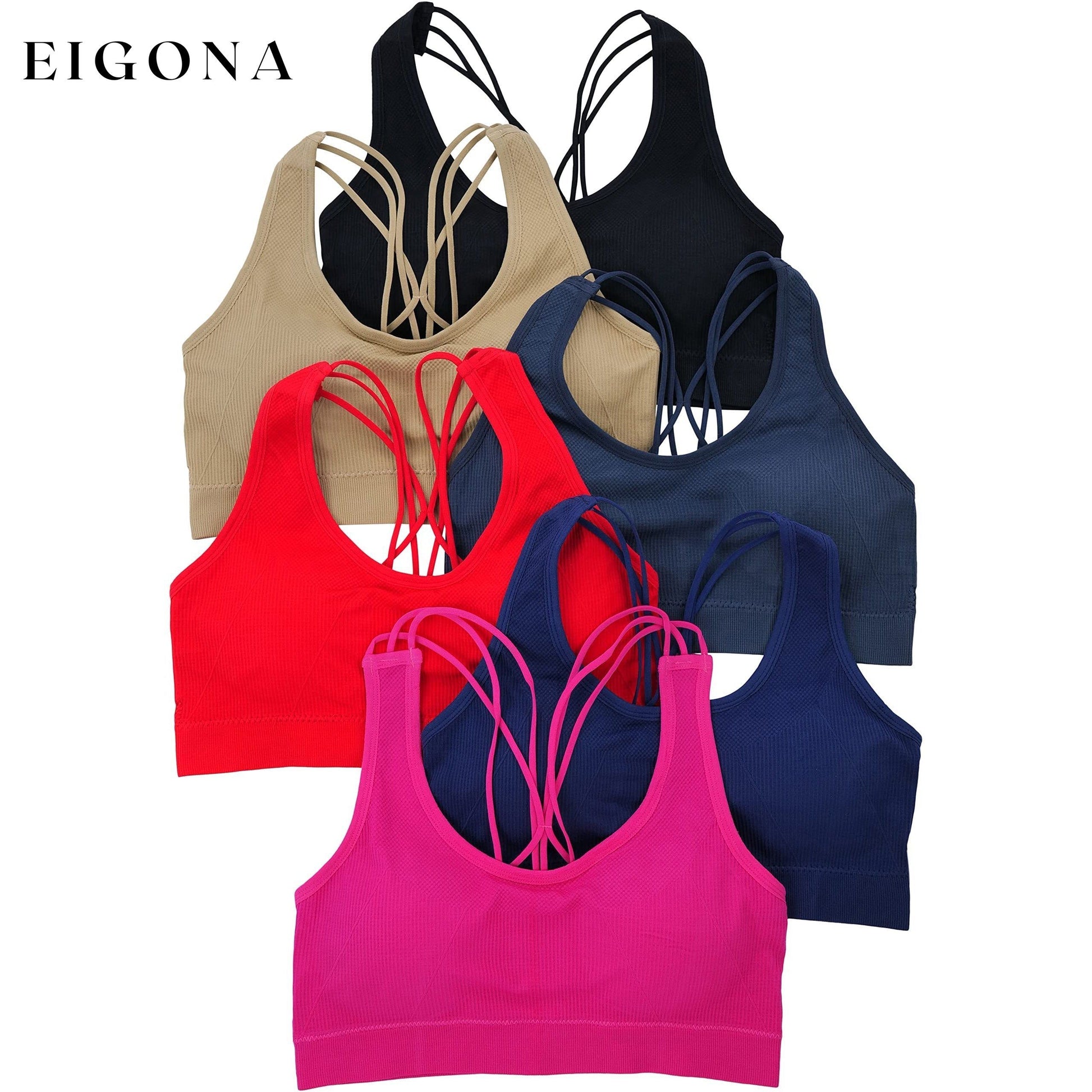 6-Pack: Women's Tank Front with Strappy Back Wire Free Sport Bralettes __stock:100 lingerie refund_fee:1200