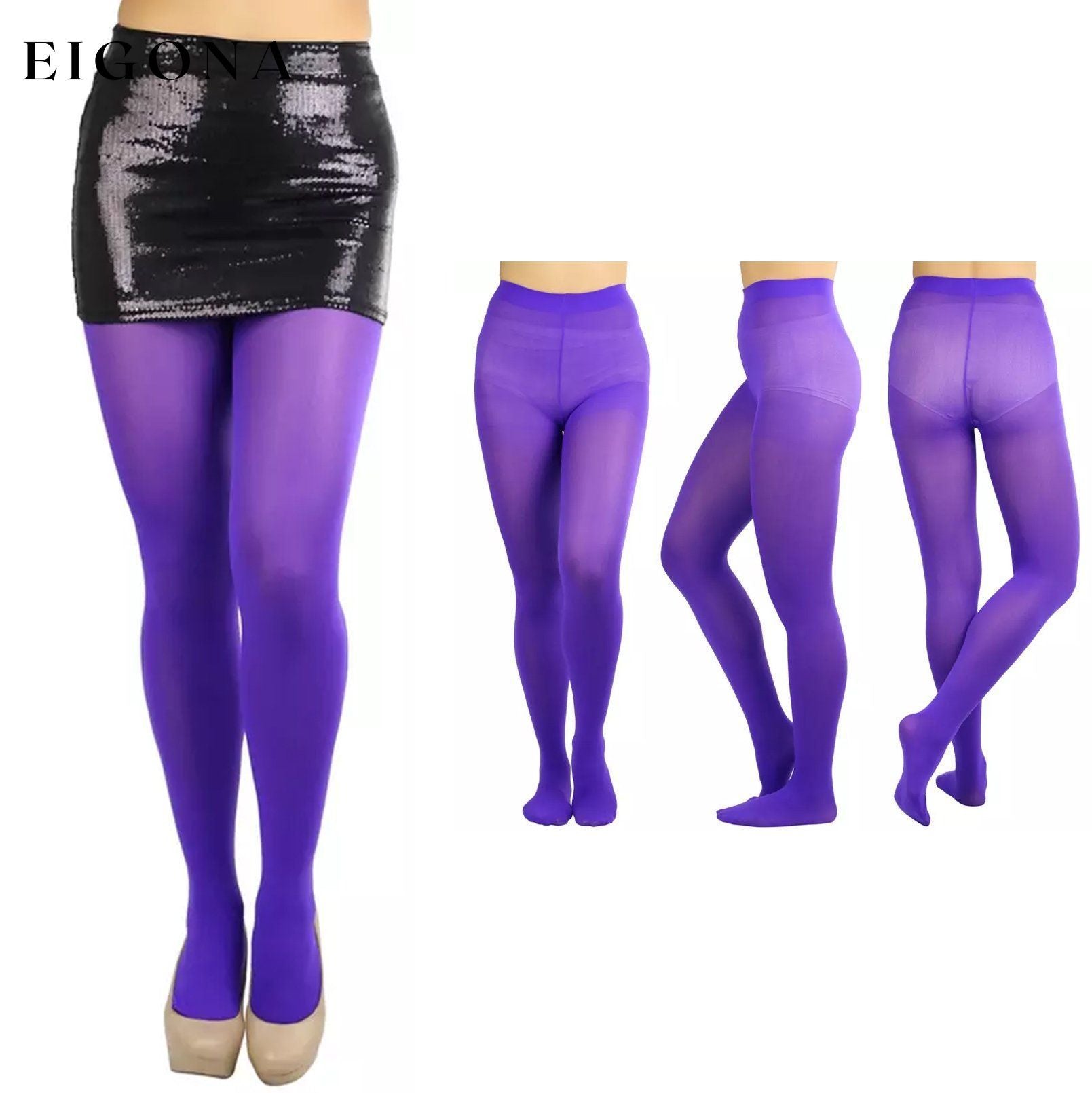 6-Pack: Women's Basic or Vibrant Semi Opaque Pantyhose Purple __stock:550 lingerie refund_fee:1200