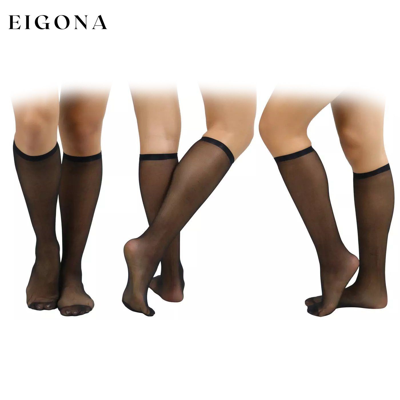 6-Pack: Women's Essential Knee High Nylon Socks Black __stock:500 lingerie refund_fee:1200