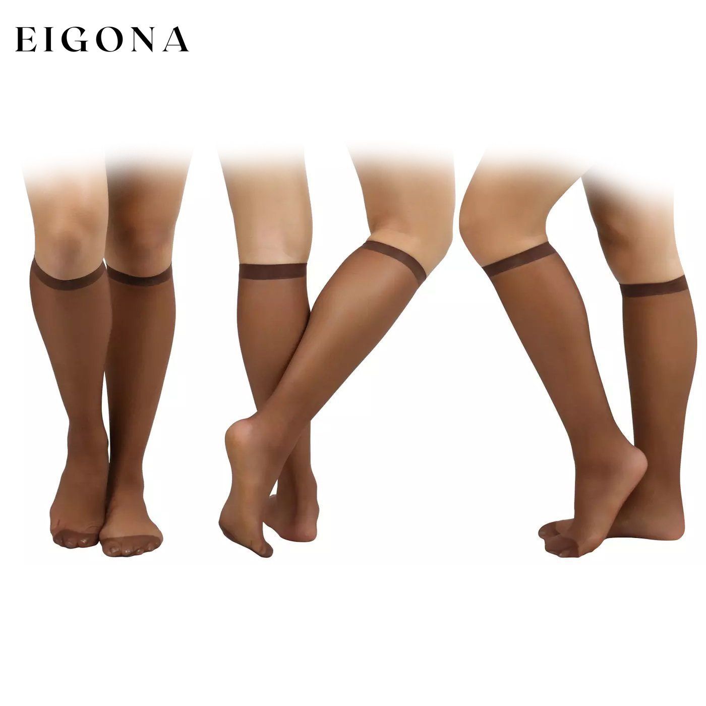 6-Pack: Women's Essential Knee High Nylon Socks Coffee __stock:500 lingerie refund_fee:1200