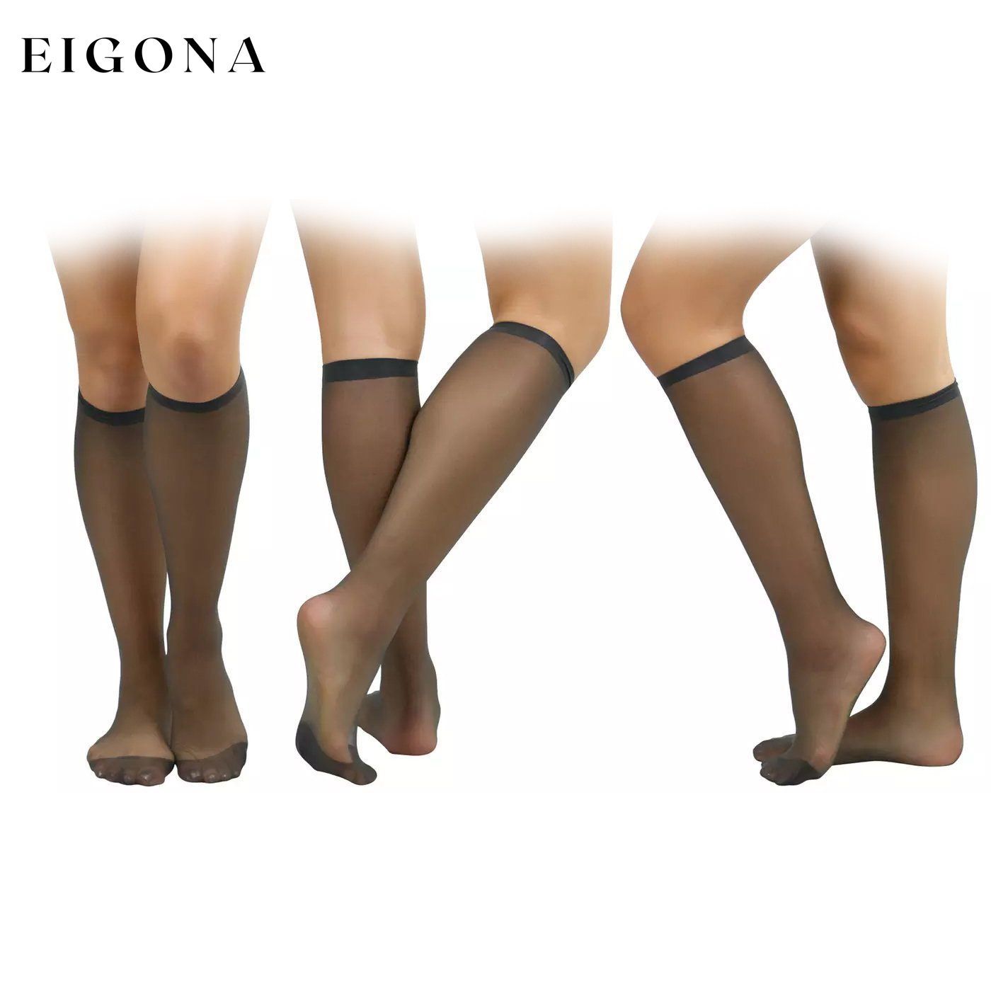 6-Pack: Women's Essential Knee High Nylon Socks Off Black __stock:500 lingerie refund_fee:1200