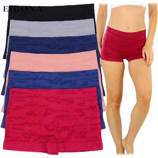 6-Pack: Women's Stretch Microfiber Cheeky Boyshort Panties Berry Toned Text __stock:250 lingerie refund_fee:1200