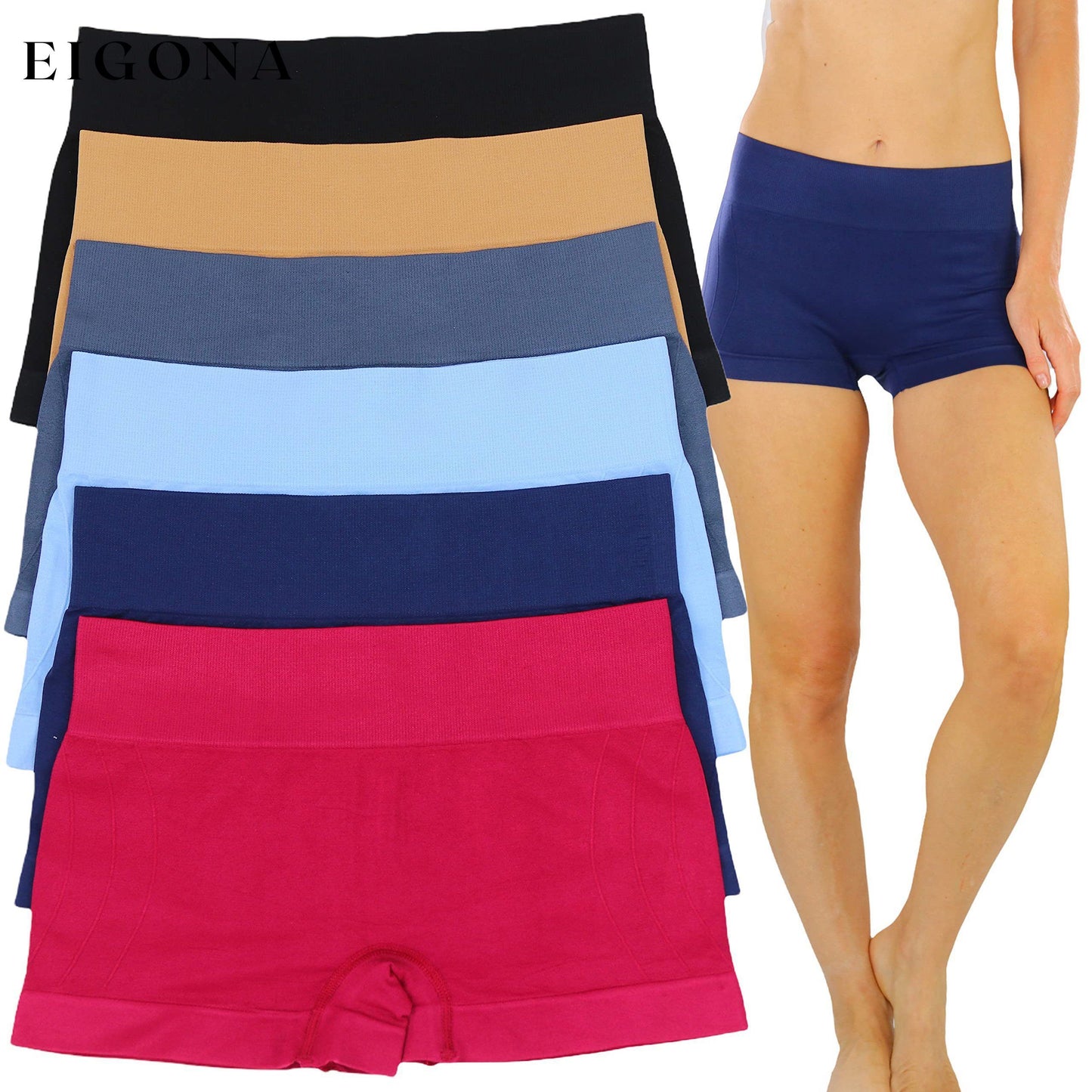 6-Pack: Women's Stretch Microfiber Cheeky Boyshort Panties Vibrant Solids __stock:250 lingerie refund_fee:1200
