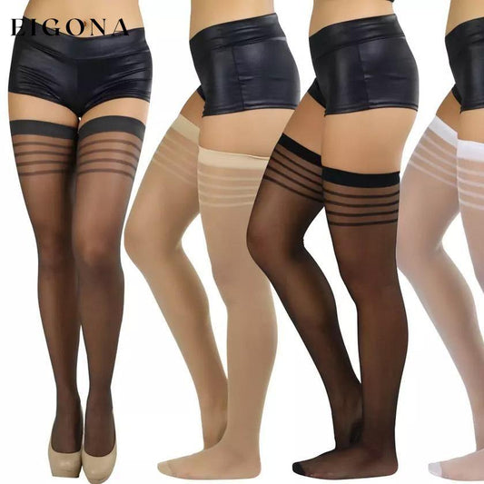 6-Pack: Women's Striped Top Classic Thigh High Stockings Assorted __stock:550 lingerie refund_fee:1200