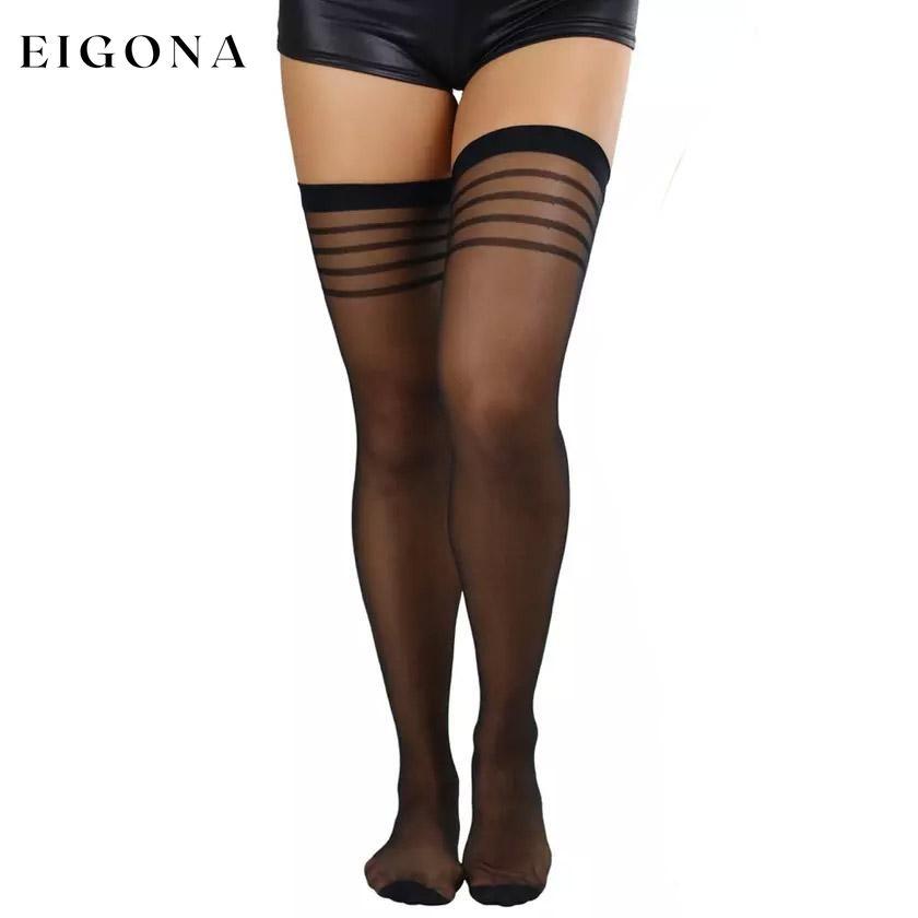 6-Pack: Women's Striped Top Classic Thigh High Stockings Black __stock:550 lingerie refund_fee:1200