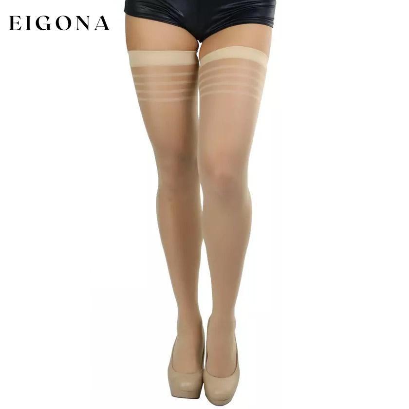 6-Pack: Women's Striped Top Classic Thigh High Stockings Nude __stock:550 lingerie refund_fee:1200