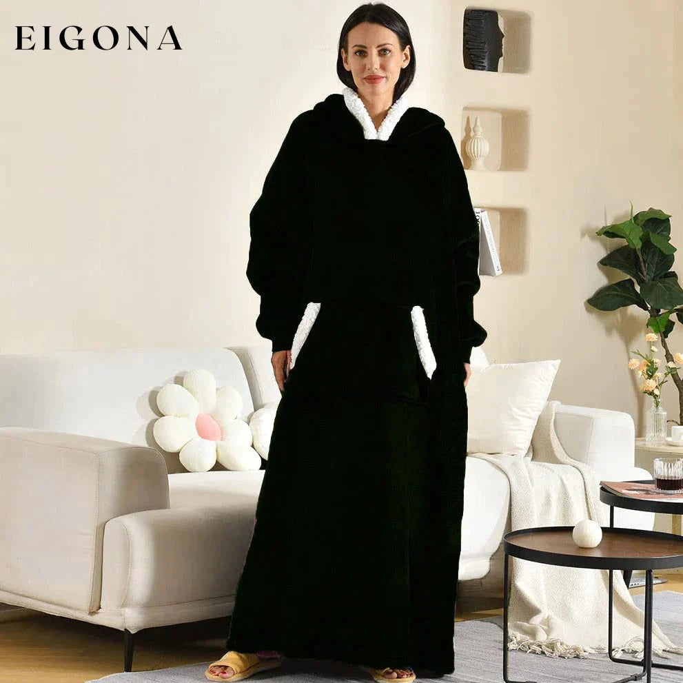 EIGONA Oversized Blanket Hoodie Long Black appreal lounge